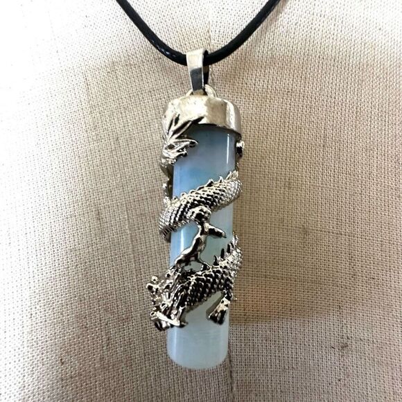 Opalite wrap around dragon pendant necklace - Picture 2 of 11